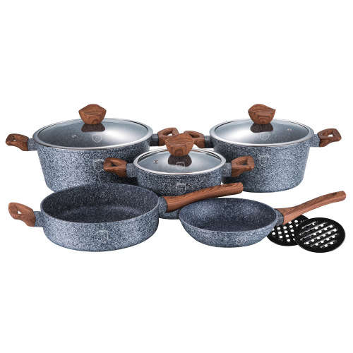 Berlinger Haus BH-1211 Marble Coating 10-Piece Induction Ready Cookware Set , Forest Line