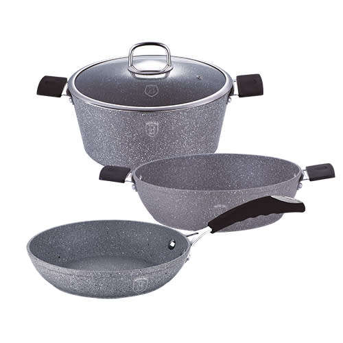 Berlinger Haus 3 psc frypan sett, Gray Stone Touch Line, BH-1184