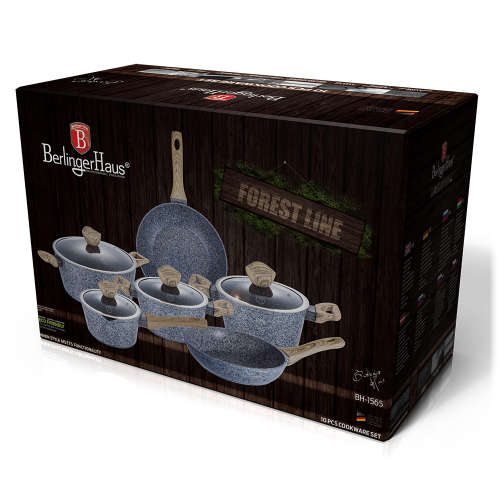 Berlinger Haus 10-Piece Marble Coating Forest Line Cookware Set ¿ Light Wood ¿ BH-1565