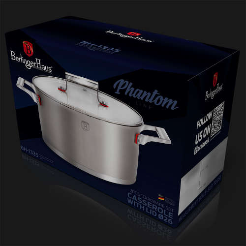 BH-1335 casserole pot with lid 26 cm, Phantom Line