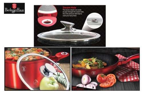 BH-1228 9 pcs cookware set, Burgundy Metallic Line