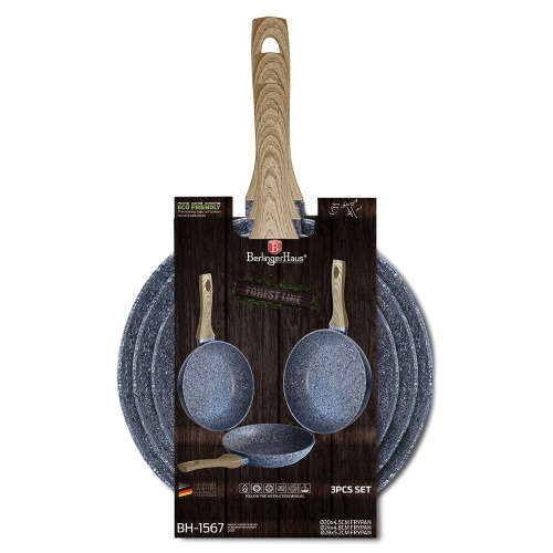 Berlinger Haus 3-Piece Marble Coating Forest Line Fry Pan Set ¿ Light Wood ¿ BH-1567
