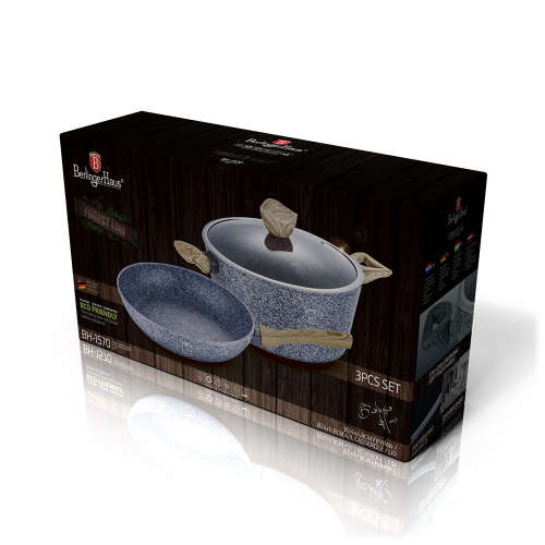 Berlinger Haus 3-Piece Marble Coating Forest Line Cookware Set Light Wood BH-1570