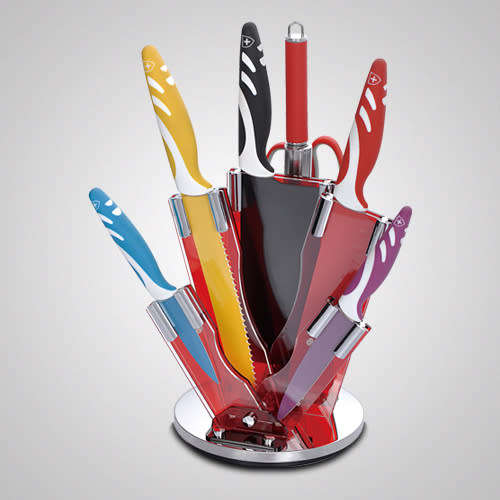 Royalty Line 8 Piece Non-Stick Coating Knife Set with Stand - RL-COL8