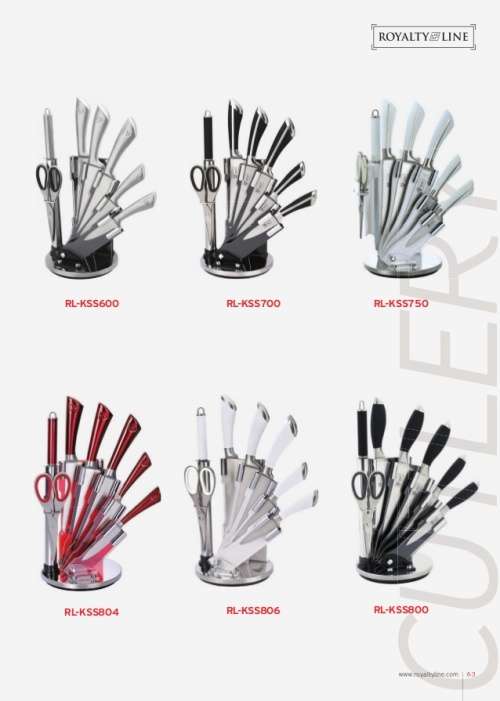 Royalty Line 8 Pcs Stainless Steel Knife Set with Rotating Stand RL-KSS700