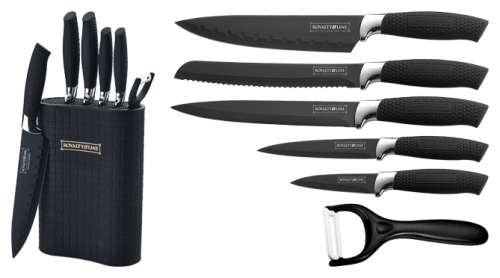 Royalty Line 6-Piece Non-Stick Coating Knife with Stand - BLACK