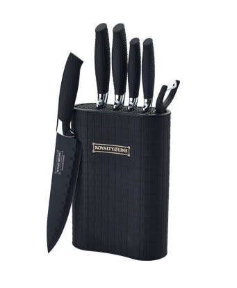 Royalty Line 6-Piece Non-Stick Coating Knife with Stand - BLACK