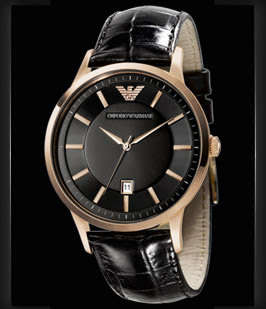 {GOLD TONE} AR2425 Emporio Armani Men's Watch Men's Leather Strap