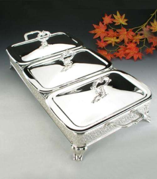 Chafing Dish With 3 LID AND 3 INNER Tray With Two burner Stainless Steel*****