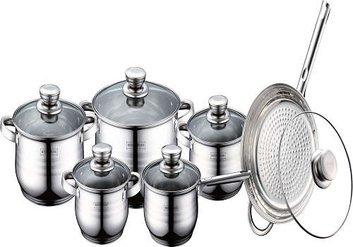 Royalty Line RL-1231 12-piece Stainless Steel Cookware Set Glass Lid