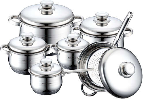 Royalty Line RL-1222 12-piece Stainless Steel Cookware Set Glass Lid