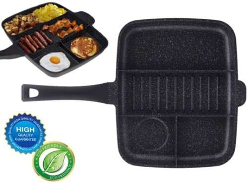 Royalty Line 32cm Marble Coating 4-in-1 Grill & Fry Pan - Black