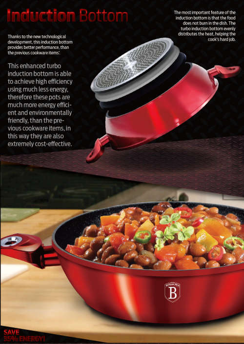 Berlinger Haus 3-Piece Marble Coating Metallic Line Cookware Set ( Burgundy )