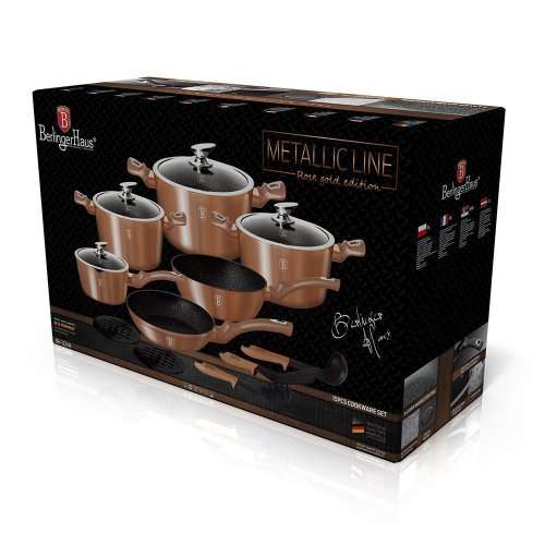 Berlinger Haus 15-Piece Marble Coating Metallic Line Cookware Set ( Copper )