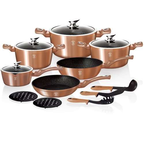 Berlinger Haus 15-Piece Marble Coating Metallic Line Cookware Set ( Copper )