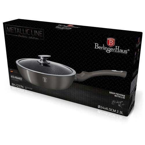 BERLINGER HAUS BH-1237N Deep frypan with lid 24 cm, Carbon Metallic Line