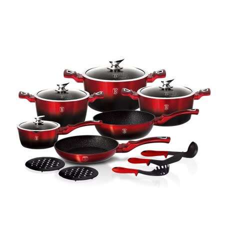 Berlinger Haus Marble Coating Cookware 15 Piece Set - Black Burgundy Edition