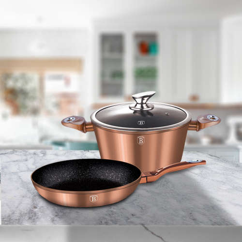 Berling Haus 3 pcs frypan set, Rose-gold Metallic Line, BH-1281