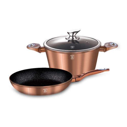 Berling Haus 3 pcs frypan set, Rose-gold Metallic Line, BH-1281