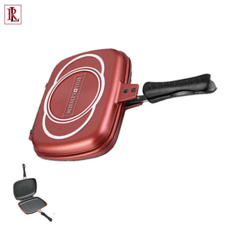 Royalty Line Supreme Marble Coating Double Fry & Grill Pan 28cm - Burgundy RL-DF28M