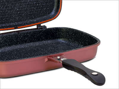 Royalty Line Supreme Marble Coating Double Fry & Grill Pan 28cm - Burgundy RL-DF28M