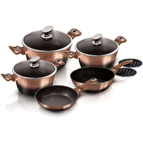 Berlinger Haus 10 Piece Marble Coating Cookware Set - Rose Gold Noir Edition