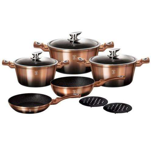 Berlinger Haus 10 Piece Marble Coating Cookware Set - Rose Gold Noir Edition