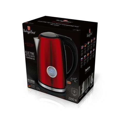 BERLINGER HAUS 1.7 LITRE STAINLESS STEEL ELECTRIC KETTLE WITH THERMOSTAT - BURGUNDY METALLIC