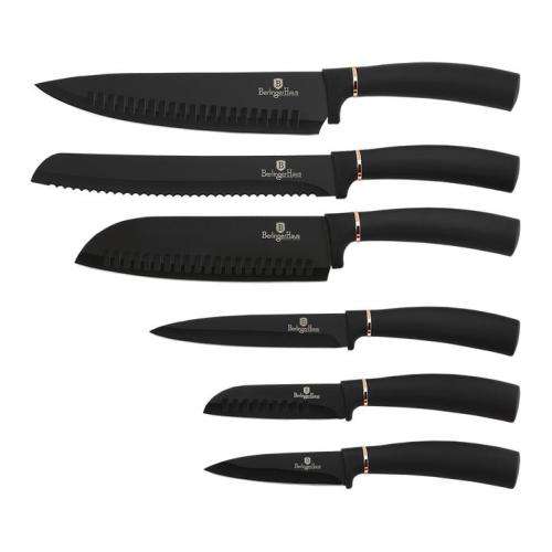 BERLINGER HAUS 6-PIECE MARBLE COATING KNIFE SET - BLACK ROSE