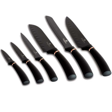 BERLINGER HAUS 6-PIECE MARBLE COATING KNIFE SET - BLACK ROSE