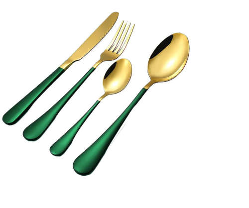 LMA Authentic Two-Tone Cutlery Dinner Set & PVC Pack - 24 Piece - Green