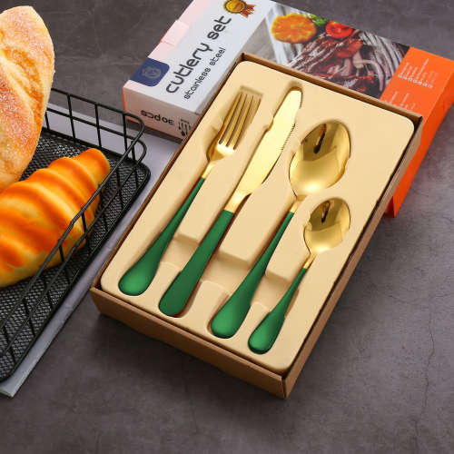 LMA Authentic Two-Tone Cutlery Dinner Set & PVC Pack - 24 Piece - Green