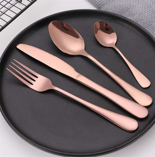 LMA Branded 24 Piece Stainless Steel Cutlery Set in Novelty Box - Rose Gold