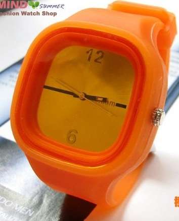 silicone sport  Wrist quartz Watch Fashion Unisex ORANGE