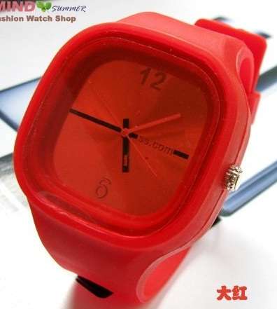 silicone sport  Wrist quartz Watch Fashion Unisex RED