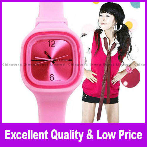 silicone sport  Wrist quartz Watch Fashion Unisex PINK