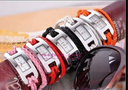 ****New style leather  rope watch pink colour***