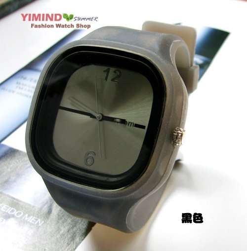 silicone sport  Wrist quartz Watch Fashion Unisex BLACK