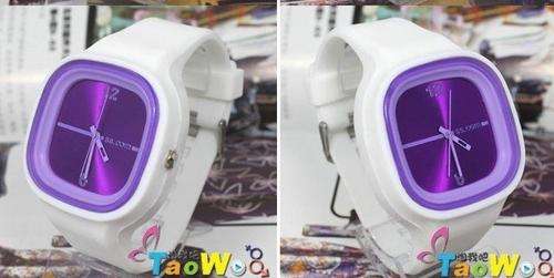 silicone sport  Wrist quartz Watch Fashion Unisex WHITE/PURPLE