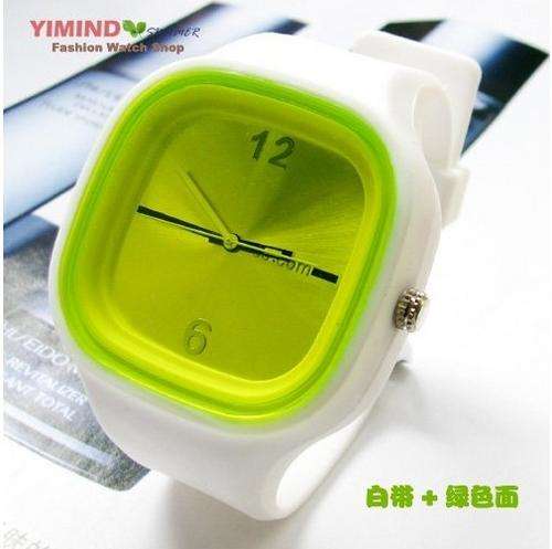 silicone sport  Wrist quartz Watch Fashion Unisex WHITE/GREEN