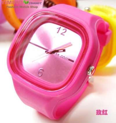 silicone sport  Wrist quartz Watch Fashion Unisex DARK PINK