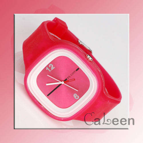 silicone sport  Wrist quartz Watch Fashion Unisex RED
