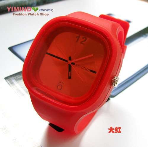 silicone sport  Wrist quartz Watch Fashion Unisex RED