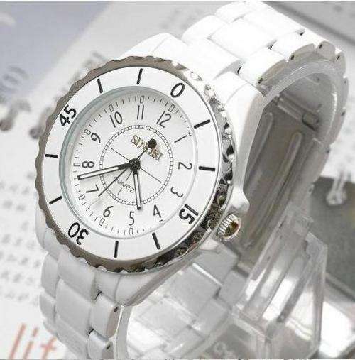 **STUNNING*** SINOBI - Unisex Silver & White Bezel Stainless Steel Quartz Watch - Face Size 3.8cm