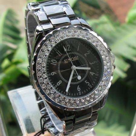 BRAND NEW **SINOBI *** - Ladies Crystal Bezel Stainless Steel Quartz Watch