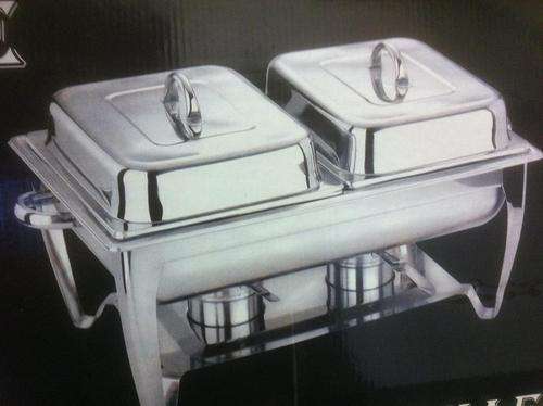 ***** TWO Burners TWO LID Chafing Dish With Two Inner Tray Stunning Stainless Steel*****