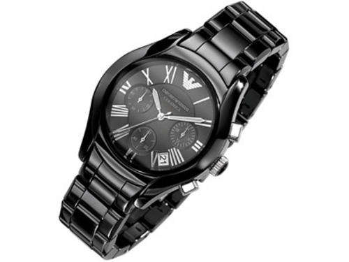 Emporio Armani Women's Ceramica Chronograph Black Dial Black Ceramic
