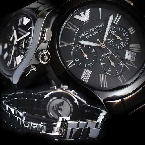 Emporio Armani AR1401 Women's Ceramica Chronograph Black Dial Black Ceramic