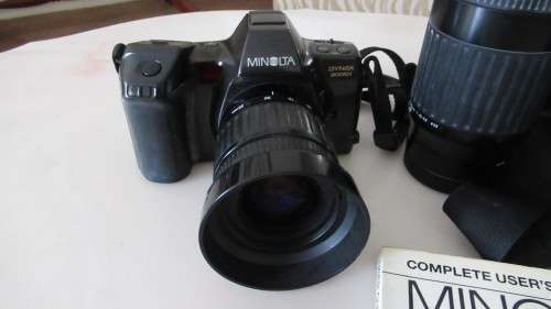 Vintage Minolta Film Camera with zoom lense and bag