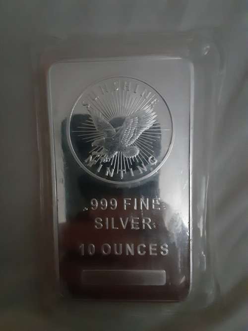 SILVER 10 oz .999 FINE SILVER BULLION BAR. FREE SHIPPING